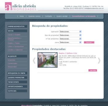 diseño web: Alicia Abriola Inmobiliaria