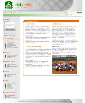 diseño web: Club Tenis